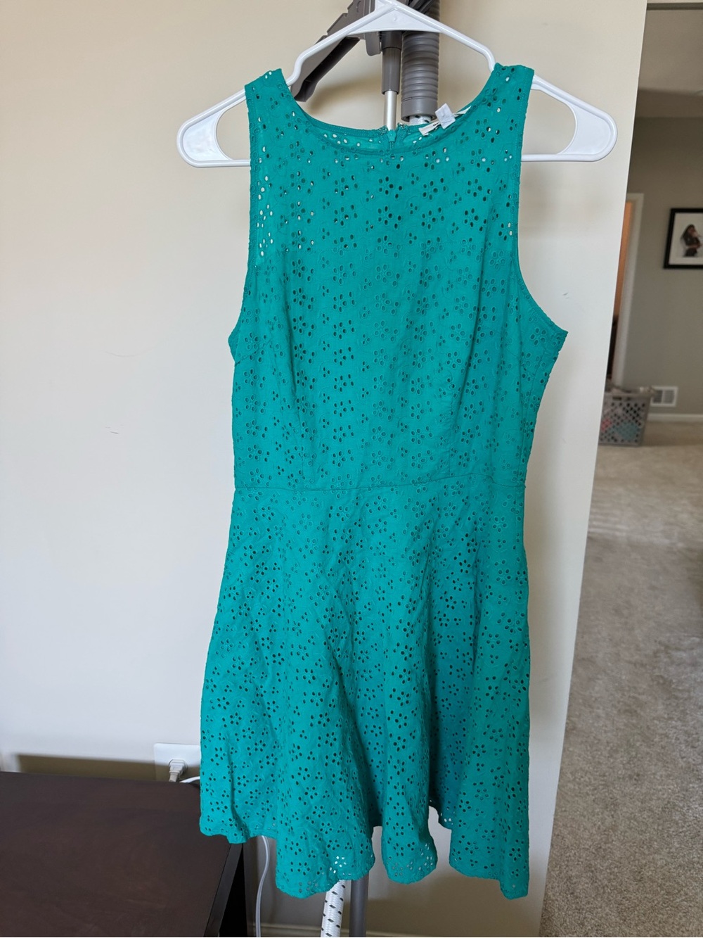 BB Dakota Teal Eyelet Sleeveless Fit-and-Flare Dress